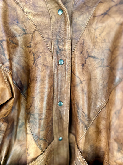 Veste en cuir vieilli camel