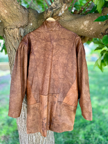 Veste en cuir vieilli camel