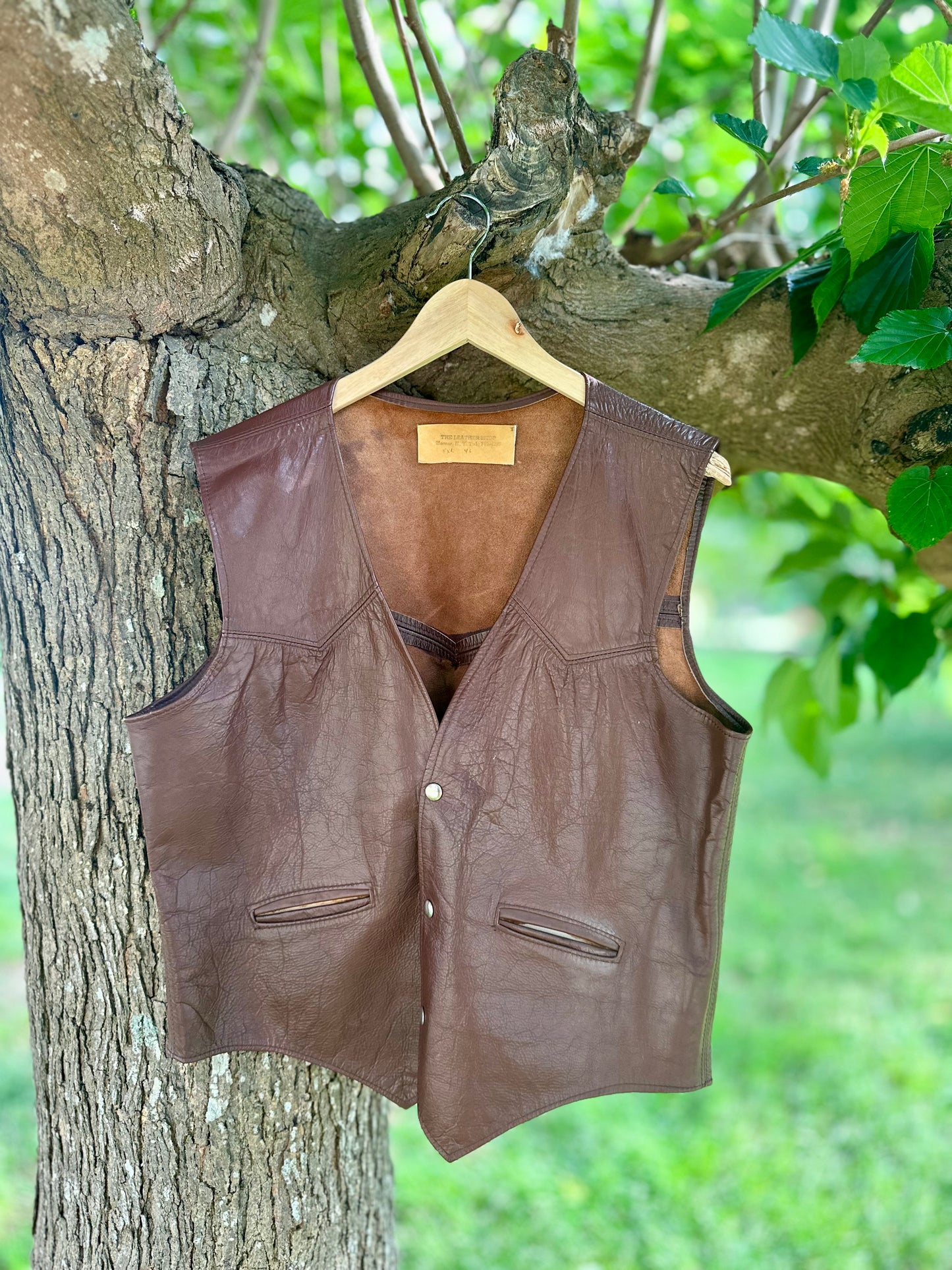 Gilet en cuir marron
