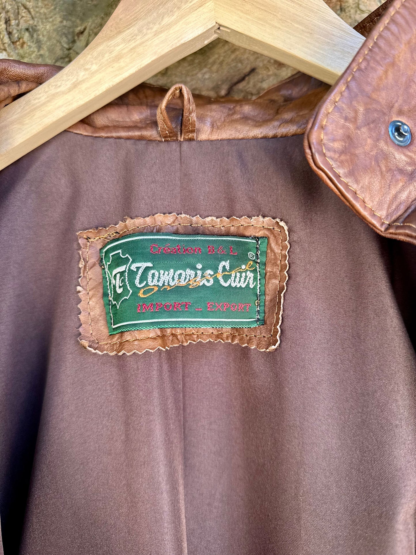 Veste en cuir vieilli camel