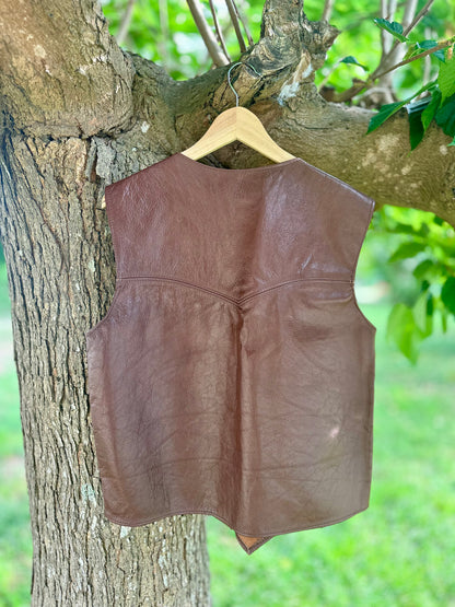 Gilet en cuir marron